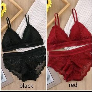 Women Lace Bra Set Underwear Wireless Bra And Lace Briefs Sexy Push-up